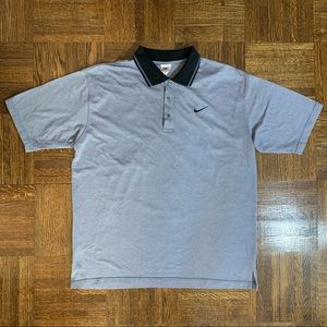 Vintage Nike Short Sleeve Gray Golf Polo Grey Black Collar Mens XL Made in USA
